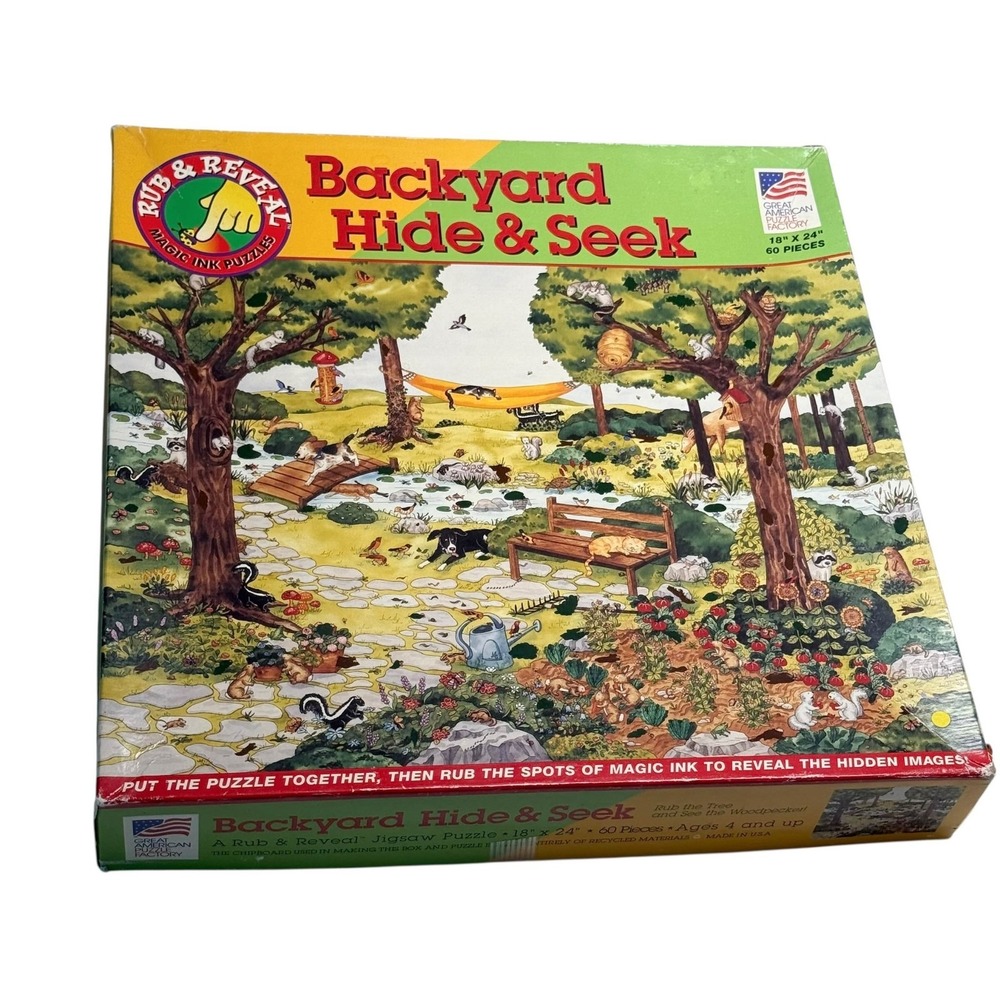 GAPF Backyard Hide & Seek Rub & Reveal Magic Ink 60 Pieces Puzzle Complete